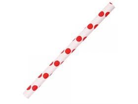 Pailles à cocktail droites en papier, ø 8 mm, longueur 130 mm, couleur rouge/blanc