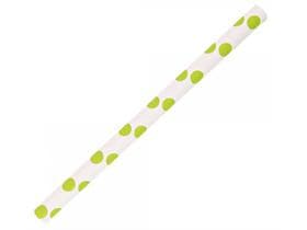 Pailles à cocktail droites en papier, ø 8 mm, longueur 130 mm, couleur vert/blanc