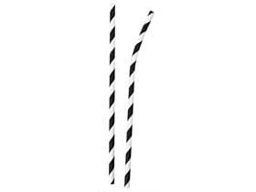 Pailles en papier courbées, ø 6 mm, longueur 195 mm, couleur noir/blanc
