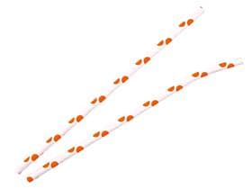 Pailles en papier avec courbure, ø 6 mm, longueur 195 mm, couleur orange/blanc