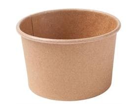 Tazza per gastronomia in cartone kraft marrone, rotonda, ø 120 mm, altezza 48 mm, 320 ml,