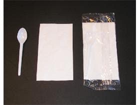 Set di posate, cucchiaino da caffè in plastica + tovagliolo