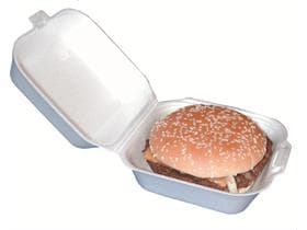 Scatola per hamburger 125 x 125 x 74 mm, bianca, in XPS