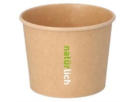 Coppetta gelato rotonda in carta kraft marrone, 390 ml, ø 110 mm, altezza 83 mm,