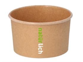 Coppetta gelato rotonda in carta kraft marrone, 140 ml, ø 88 mm, altezza 50 mm,