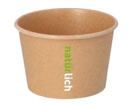 Coppetta gelato rotonda in carta kraft marrone, 200 ml, ø 96 mm, altezza 63 mm,