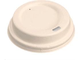 Deckel aus Bagasse weiss, ø 80 mm, passend zu 2 dl Kaffeebecher, mit