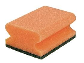 Éponge à récurer 15 x 7 x 4,5 cm, orange/vert, éponge PU avec manche
