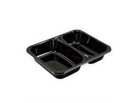 Menüschale 2-teilig, 227 x 178 x 43 mm (1065 ml), aus CPET, schwarz