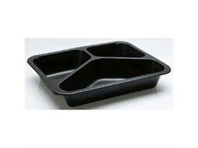 Plateau menu PP, noir, 3 parties 227 x 178 x 40 mm, 400/300/200 ml