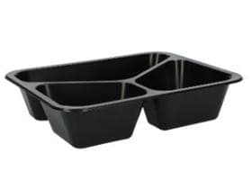 Menüschale 3-teilig, 227 x 178 x 50 mm 500/350/200 ml, aus PP, schwarz