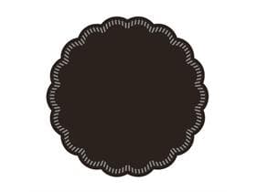 Sottobicchiere in vetro ø 90 mm rotondo, 9 strati nero, ovatta di cellulosa, bordo smerlato
