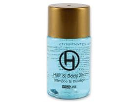 Shampoo und Duschgel Hygostar, 2in1, Flasche 25 ml, blau, Schraubverschluss