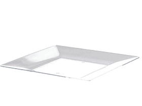 Piatto in plastica, quadrato 230 x 230 x 18 mm, trasparente