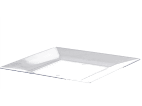 Piatto in plastica, quadrato 230 x 230 x 18 mm, trasparente