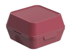 Burger Box, misura M, 115 x 115 x 82 mm, rosso granato, in plastica