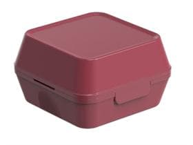 Burger Box, misura XL, 125 x 125 x 102 mm, rosso granato, in plastica