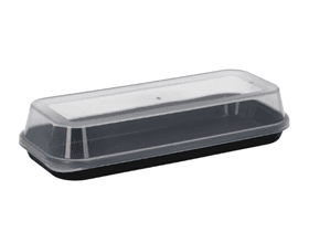 Scatola per sushi, misura M, 234 x 99 x 50 mm, nera, in plastica