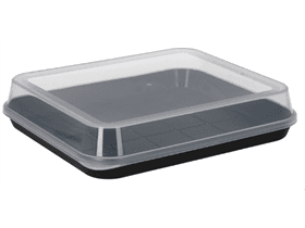 Scatola per sushi, misura L, 242 x 208 x 53 mm, nera, in plastica