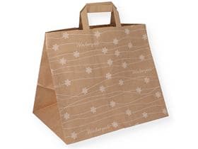 Sacchetti di carta da asporto in carta kraft marrone 70 gm2, 32 + 22 x 27 cm,