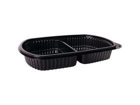 Menuschale 2-teilig, aus PP schwarz, 235 x 145 x 35 mm, 315 / 315 ml