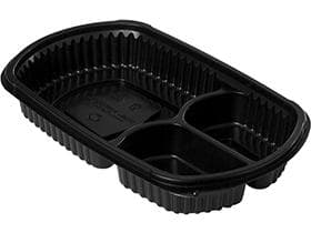 Menuschale 3-teilig, aus PP schwarz, 235 x 145 x 35 mm, 120 / 120 / 355 ml