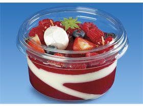 Tazza da gastronomia rotonda, 250 ml, ø 117 mm, altezza 43 mm, in PET/rPET trasparente