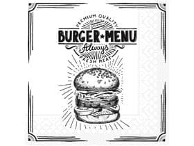 Tovaglioli in tessuto 3 veli, 33 x 33 cm, piegati in 1/4, Menu Burger