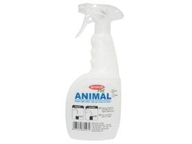 Flacon pulvérisateur BIODOR 750 ml, transparent, avec étiquette Animal, vide,