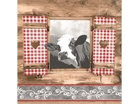 Tovaglioli in tessuto a 3 veli, 33 x 33 cm, piegati 1/4, "ALMBVIEW"