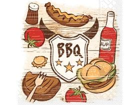 Tovagliolo in carta velina a 3 veli, 33 x 33 cm, piegato a 1/4, "BBQ"