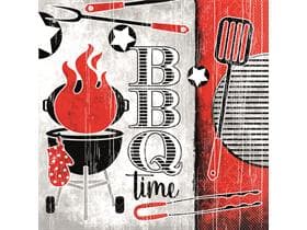 Tovaglioli in carta velina a 3 veli, 33 x 33 cm, piegati a 1/4, BBQ-Time