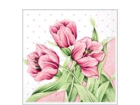 Tovaglioli in tessuto 3 veli, 33 x 33 cm, piegati 1/4, "ELSA" rosa/verde