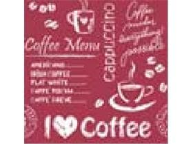 Sottobicchiere quadrato 90 x 90 mm, 9 strati, Coffee time (bordeaux), ovatta