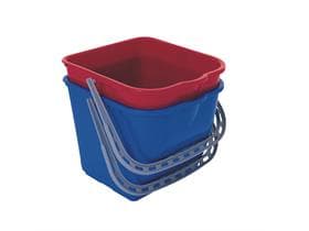 Secchio quadrato da 15 litri, blu, in plastica, con manico in plastica