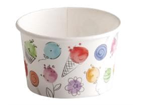 Coupe à glace 80 cc (ø 64 mm, hauteur 40 mm), en carton, avec impression standard en couleur