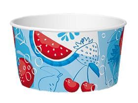 Coupe à glace 170 cc (ø 85 mm, hauteur 45 mm), en carton, avec impression standard bleu/rouge