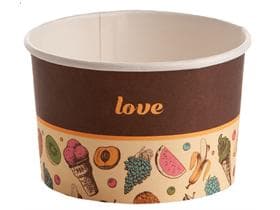 Coupe à glace 370 cc (ø 103 mm, hauteur 64 mm), en carton, impression standard marron (amour)