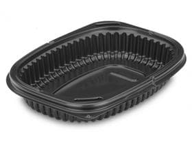 Vassoio porta menù monoblocco, in PP nero, 215 x 170 x 40 mm / Contenuto 800 ml