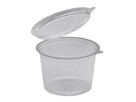 Pot à sauce 100 ml, en rPET/PET, transparent, ø 70 mm, hauteur : 47 mm