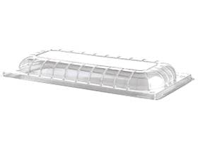 Coperchio per contenitore gelato, in rPET trasparente, alto, 36 x 16,5 x 3 cm