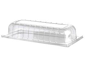 Coperchio per contenitore per gelato, in rPET trasparente, alto, 36 x 16,5 x 6 cm
