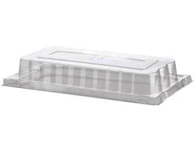 Coperchio per contenitore per gelato, in rPET trasparente, alto, 33 x 16,5 x 6,5 cm