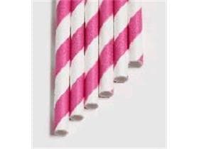 Pailles en papier droites, ø 6 mm, longueur 210 mm, couleur rose-framboise
