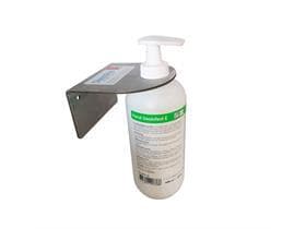 Supporto a parete in acciaio cromato per il montaggio di 1 flacone pompa da 500 ml per la disinfezione