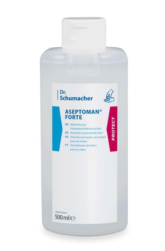 Gel désinfectant pour les mains Aseptoman, 500 ml à base d'alcool, sans parfum, doux pour la peau