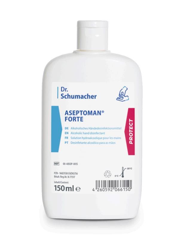 Désinfectant pour les mains Aseptoman Forte, 150 ml, flacon pour blouse de laboratoire, soin de la peau