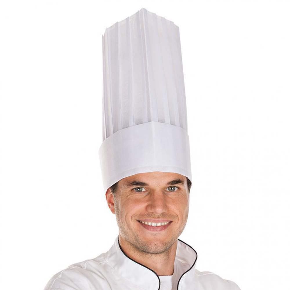 Toques de chef "Le Grand Chef", en polaire viscose, blanches, hauteur 25 cm,