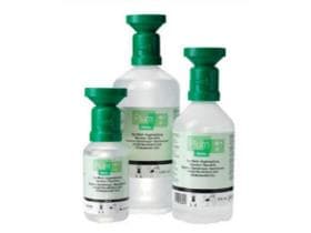Bain oculaire 500 ml, solution stérile de chlorure de sodium (0,9%), temps de rinçage environ 5 min.