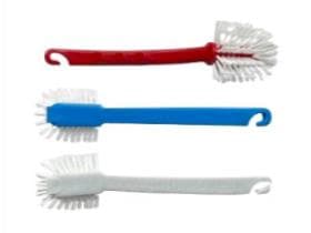 Brosse à vaisselle colorée, en plastique, à tête ronde, grattoir à l'avant de la tête